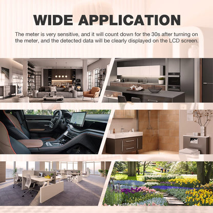 CMTOOL Air Quality Monitor Indoor Air Quality Meter, Air Quality Tester Sensor, Carbon Dioxide Formaldehyde Detector, Home Air Test Kit HCHO TVOC CO2 Monitor with Rechargeable Battery