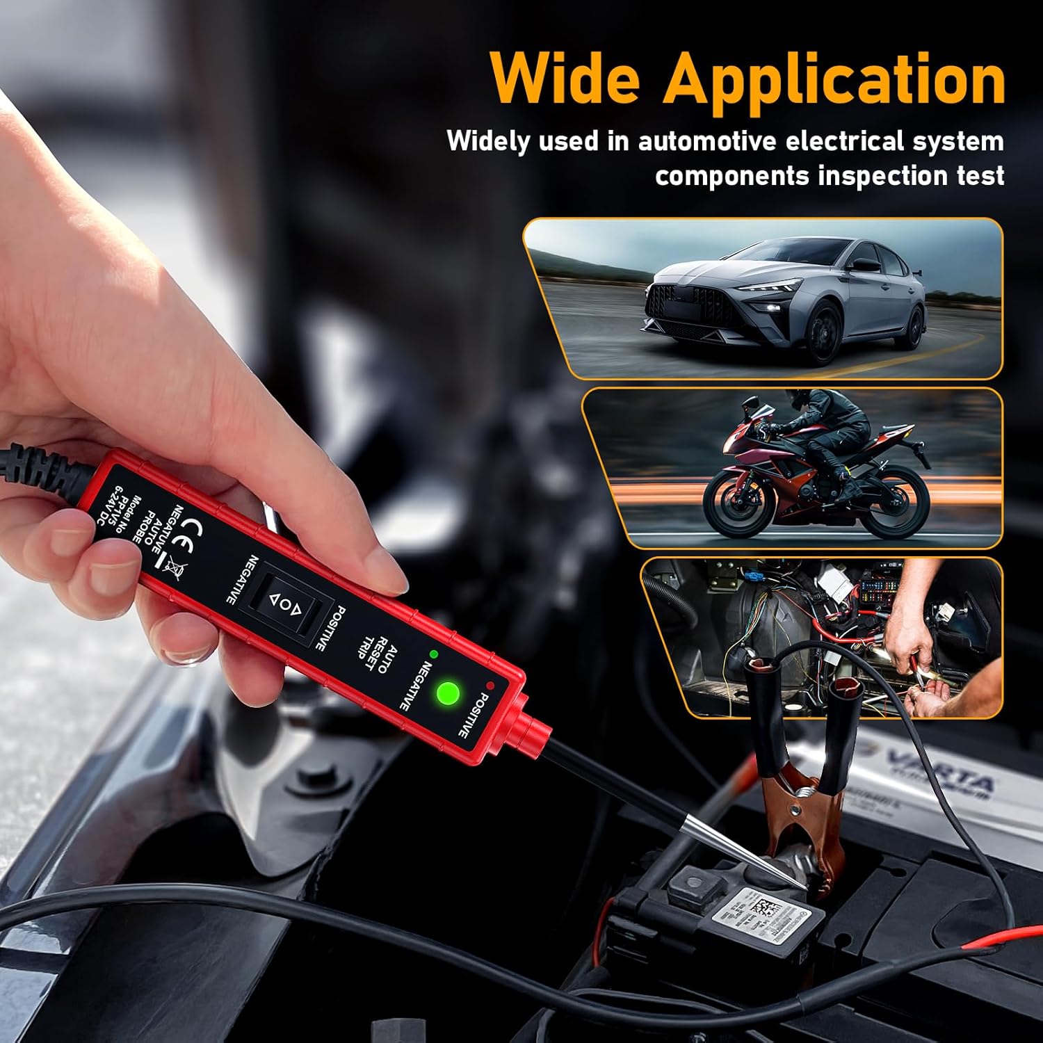 Power Circuit Probe Tester, 6-24V DC Automotive Test Light 12 Volt with 13 ft Leads Circuit Tester Breake Finder for Continuity Testing for Car SUV Truck