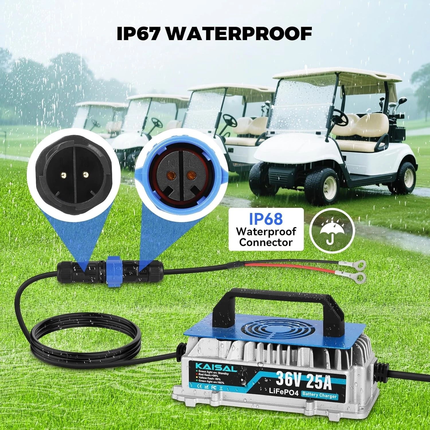 LiFePO4 Battery Charger 36V 25A Lithium Battery Charger for Golf Cart, Forklift