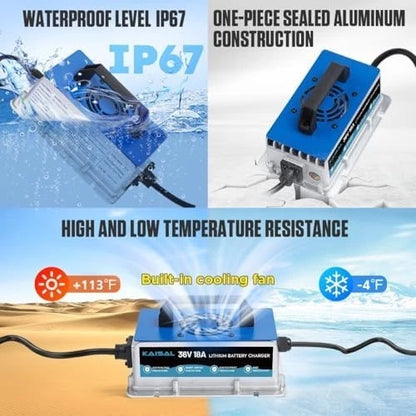 Lithium Battery Charger 36 Volt/43.8V 18A for 36V (38.4V) LiFePO4 Battery 0V