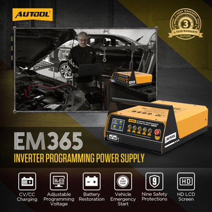 AUTOOL EM365 Inverter Programming Power Supply, 150A Battery Charger Jump Starter