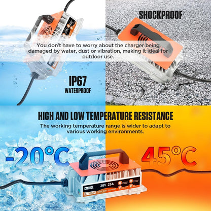 CMTOOL 36V 25A Lithium Battery Charger, 1250W 43.8V Fast Charging for Golf Carts