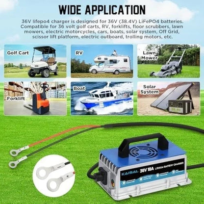 Lithium Battery Charger 36 Volt/43.8V 18A for 36V (38.4V) LiFePO4 Battery 0V