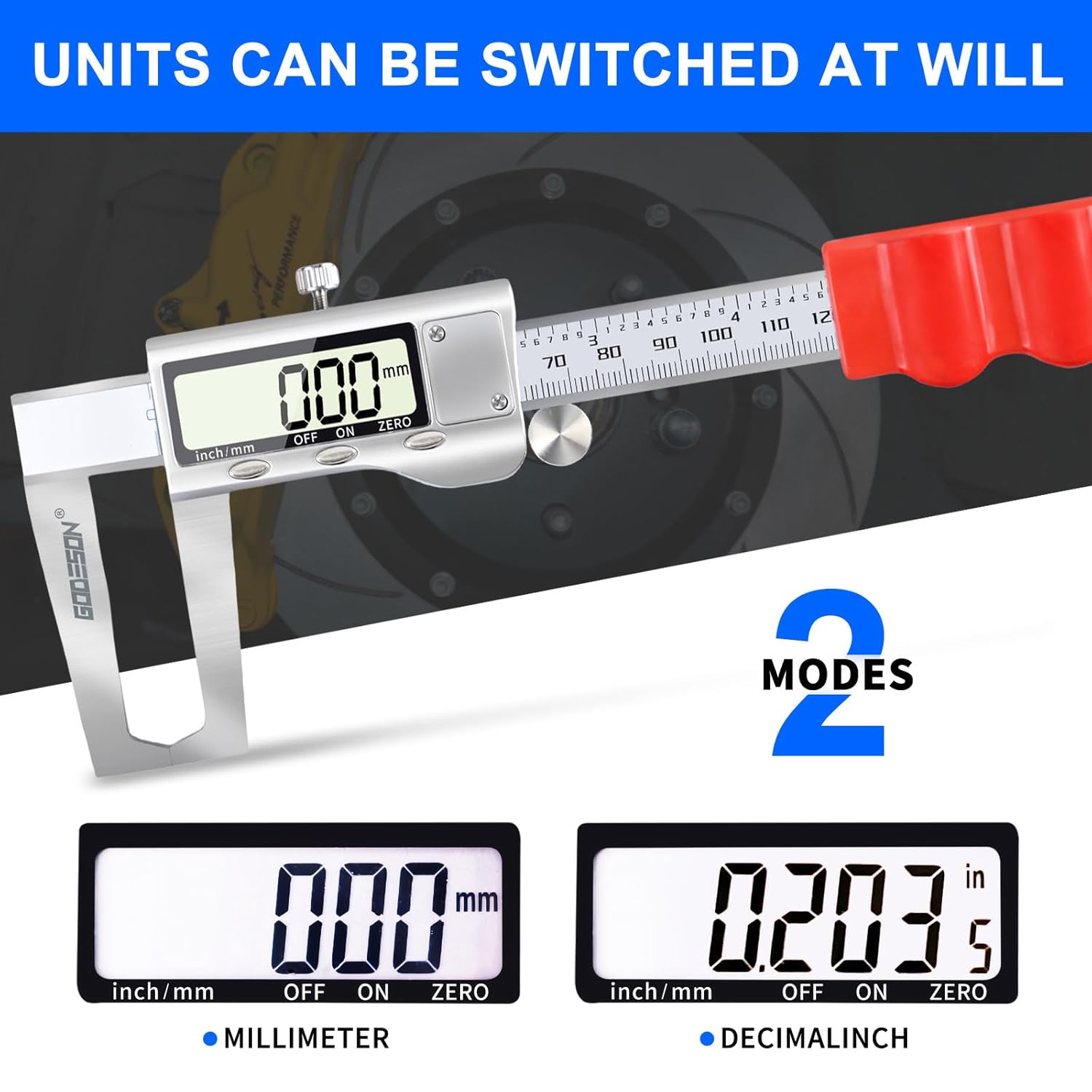 CMTOOL Disc Brake Rotor Micrometer,Digital Caliper Measuring Tool for Disc Brake-6 Inch/150mm,Brake Measuring Tool wtih Caliper- Inch/Metric Conversion, Brake Caliper with Stainless Steel