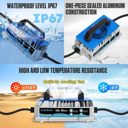 Lithium Battery Charger 48 Volt 18A for Golf Cart, Forklift, Electric Outboard