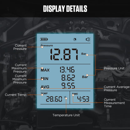 AUTOOL PT635 Fuel Pressure Gauge (High-End Version) 0-426 PSI Digital Display Automotive Tool