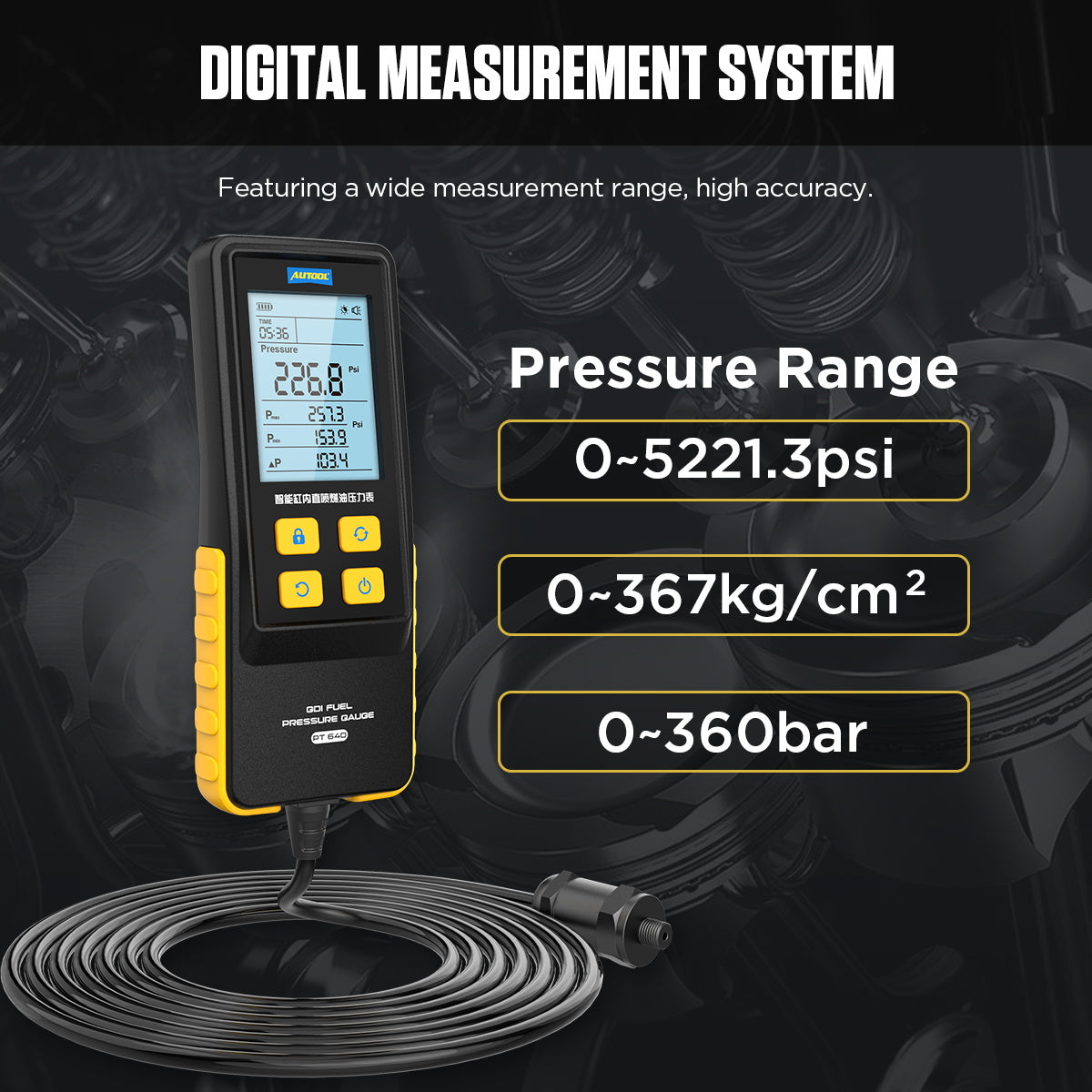 AUTOOL PT640 GDI Fuel Pressure Gauge