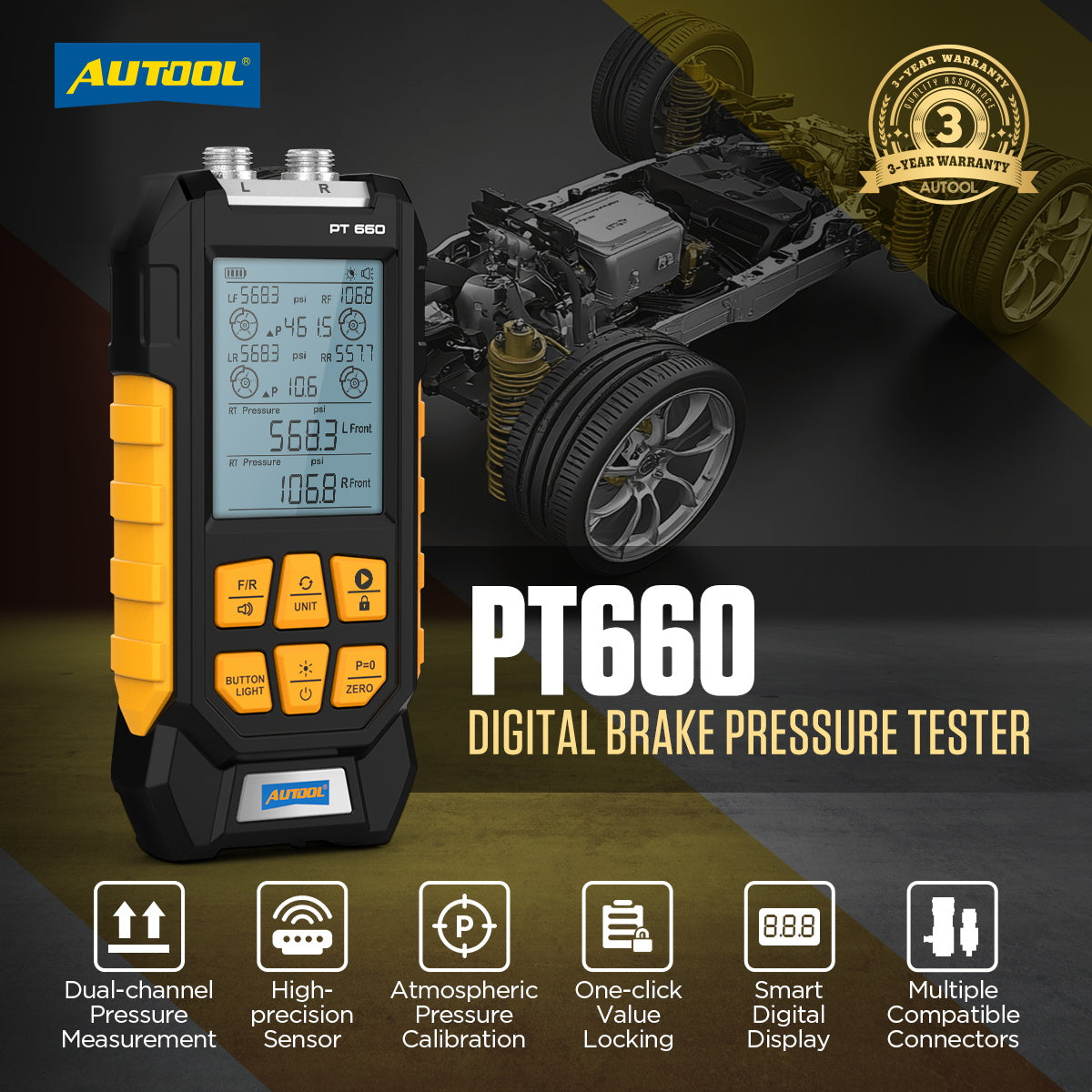 AUTOOL PT660 Brake Pressure Gauge Pressure Gauge