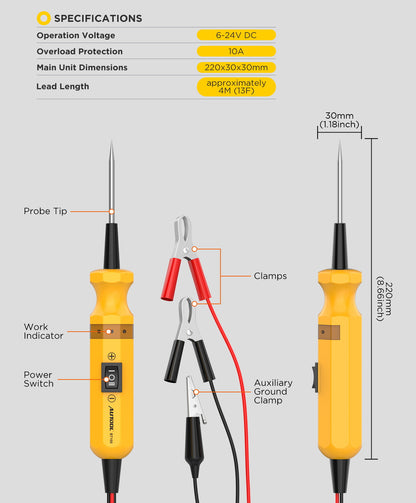 AUTOOL BT160 Car Circuit Tester Specifications
