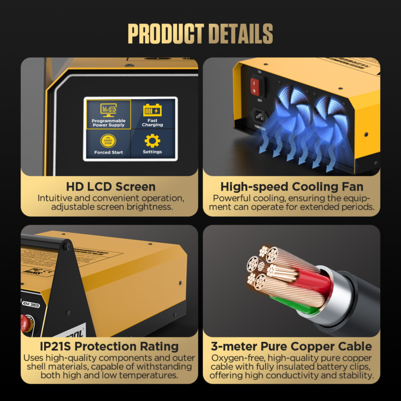 AUTOOL EM365 Inverter Programming Power Supply, 150A Battery Charger Jump Starter
