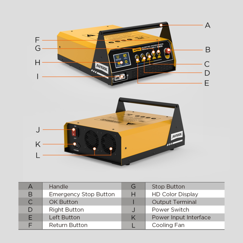 AUTOOL EM365 Inverter Programming Power Supply, 150A Battery Charger Jump Starter