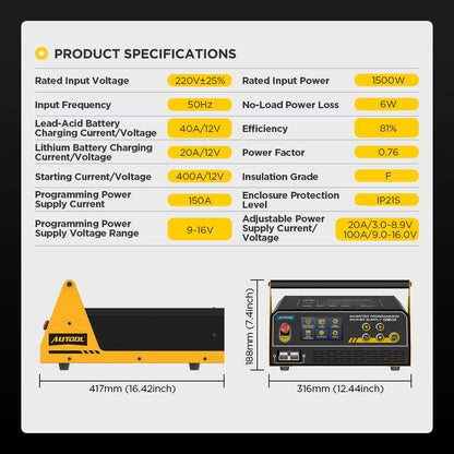 AUTOOL EM385 Power Inverter specifications