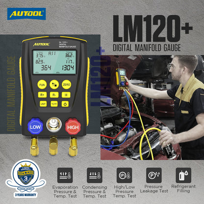 AUTOOL LM120+ Refrigerant Gauges Digital Hvac Gauges