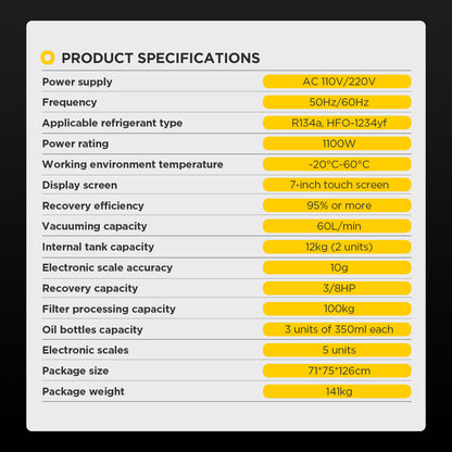 AUTOOL LM708 refrigerant recovery machine specification