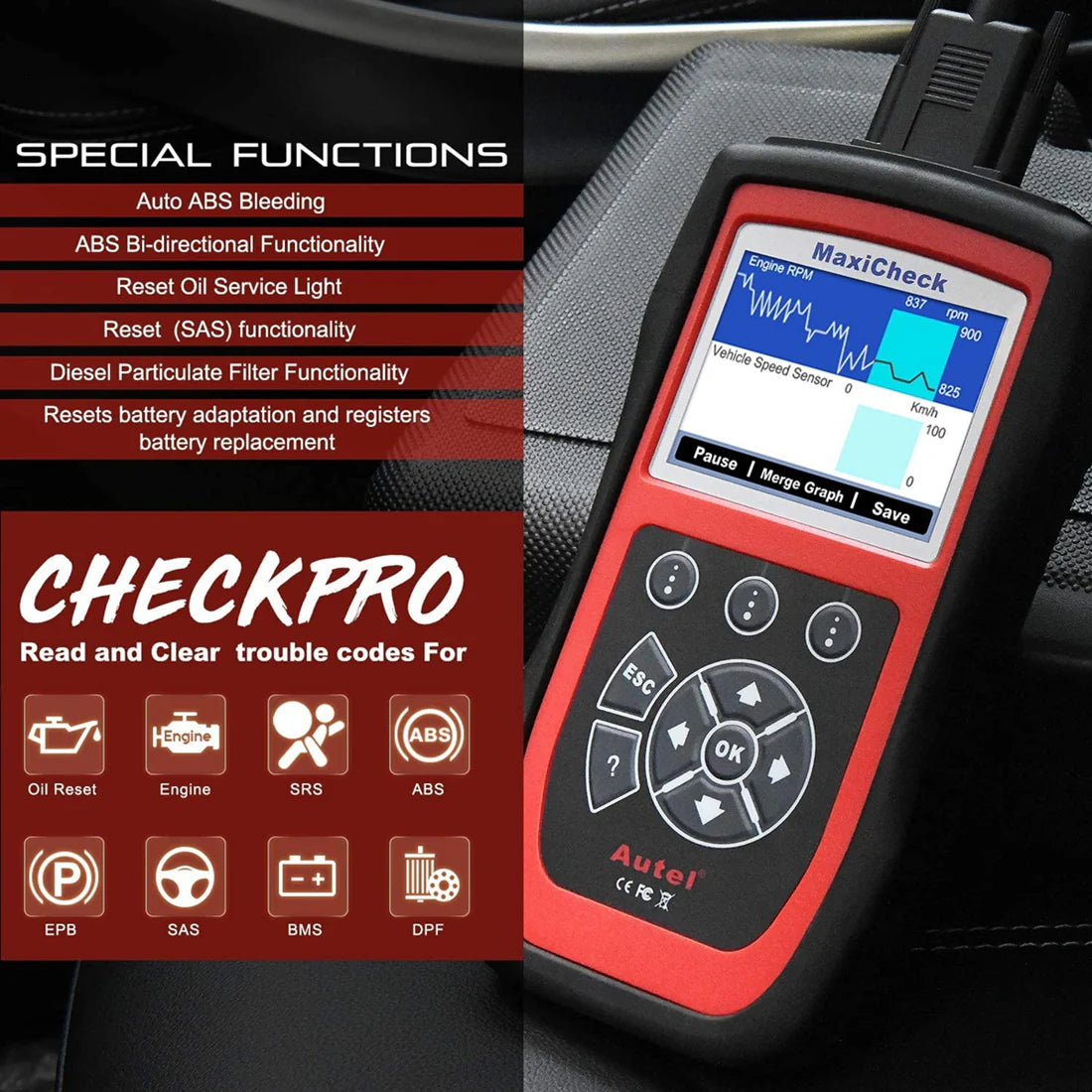 Autel MaxiCheck Pro EPB/ABS/SRS/SAS Function Special Application Diagnostics Update Online