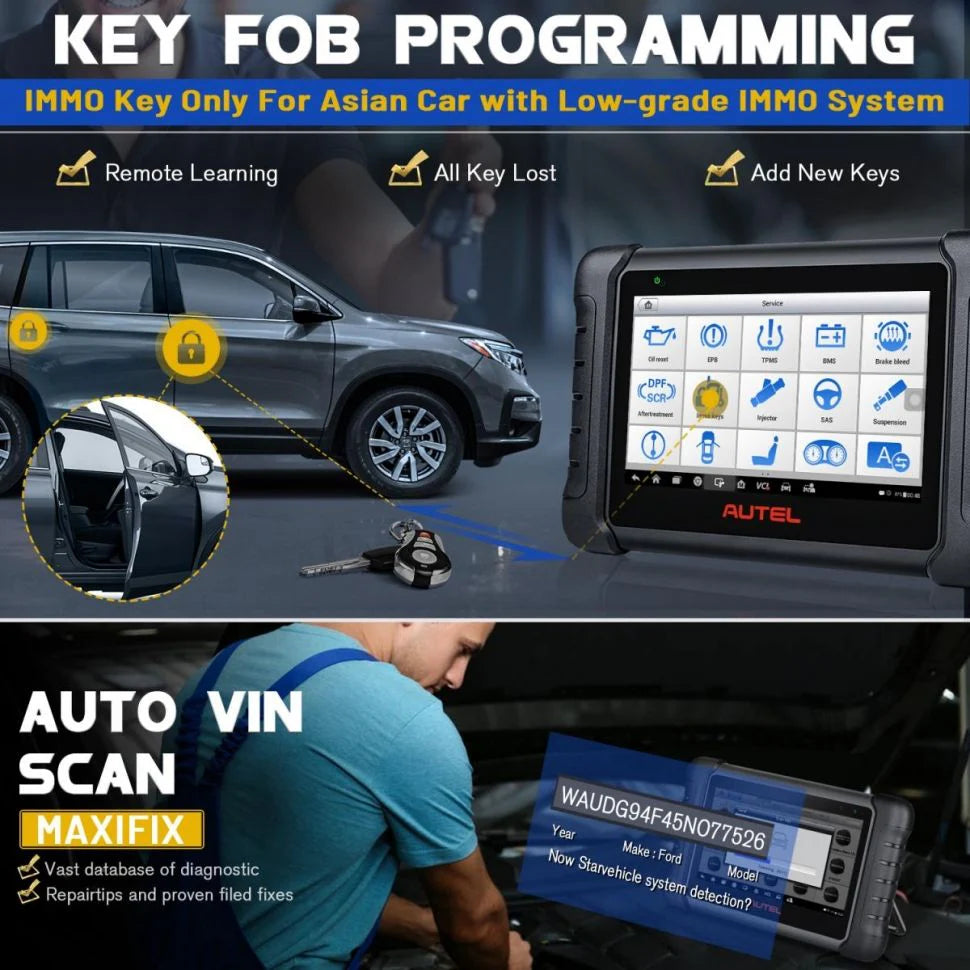 Autel MaxiPRO MP808BT Full System Diagnostic Tool with Complete OBD1 Adapters Support Wireless Upgrade Version of MP808 DS808