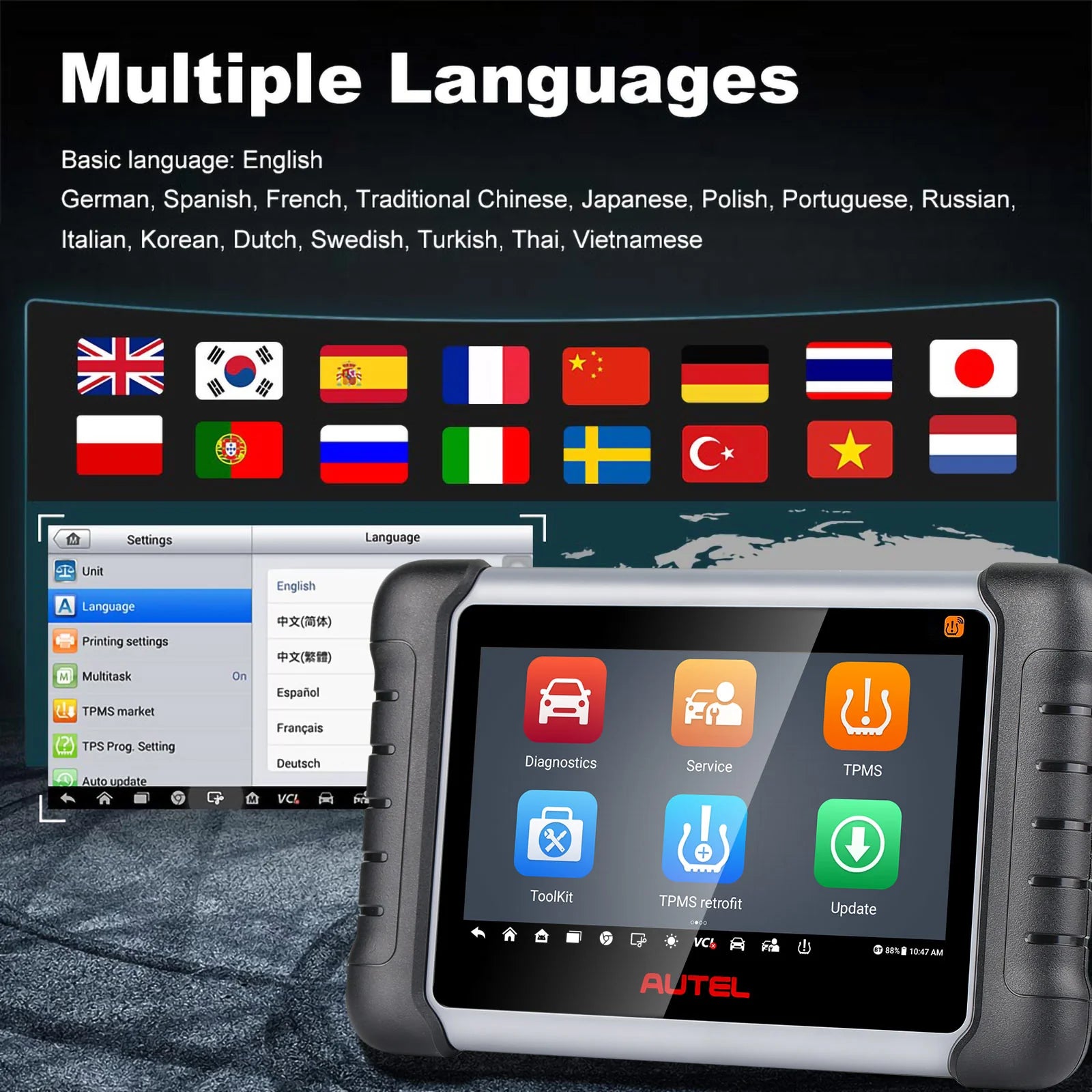 Autel MaxiPRO MP808Z-TS Android 11 Bi-Directional TPMS Relearn Tool