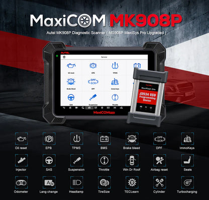 Autel MaxiCOM MK908 Pro Auto Diagnostic & Programming Tool with J2534 ECU Coding Adapter (Advanced Version Of Autel MS908P)AM508