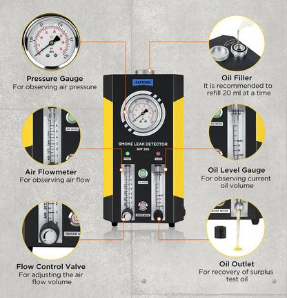 AUTOOL SDT206 Automotive EVAP Leaks Testing Machine,12V/24V Vehicle Pipes