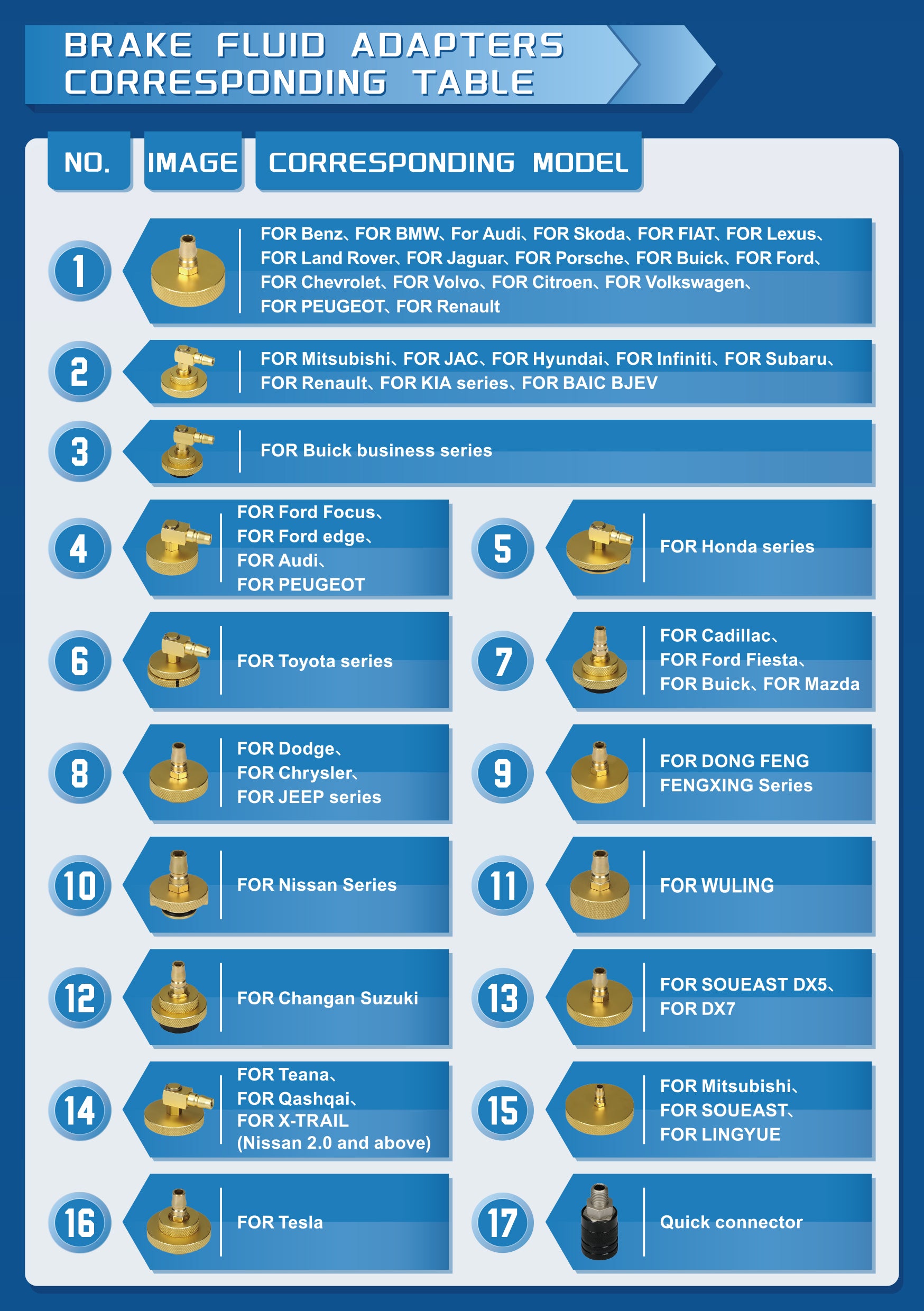 17PCS Brake Bleeder Adapter Set Master Cylinder Bleeder Tool