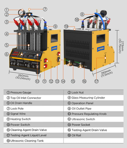 AUTOOL CT160 Fuel Injector Tester & Heating Ultrasonic Cleaner Machine