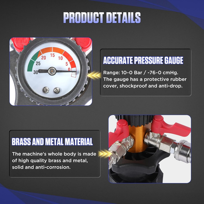 MR CARTOOL Coolant Vacuum Refill Tool Kit with Pressure Gauge, 5 Adapters & Air Connectors for Radiator and Heater Core