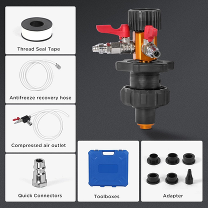 MR CARTOOL Coolant Vacuum Refill Tool Kit with Pressure Gauge, 5 Adapters & Air Connectors for Radiator and Heater Core