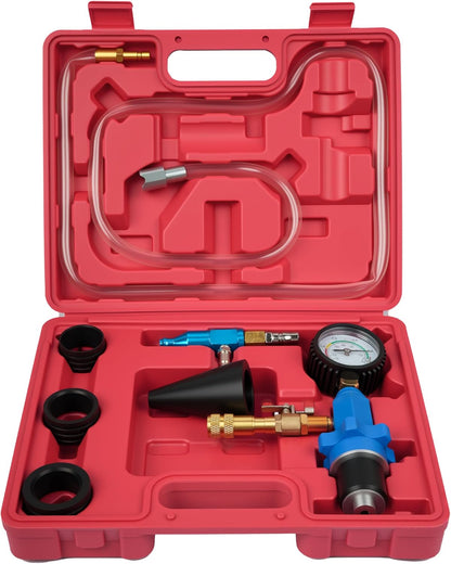 DAYUAN Cooling System Vacuum Purge Radiator Coolant Refill Tool Kit, Automotive Water Tank Pneumatic Vacuum Antifreeze Change Filler Set, with 4 Sizes Adapter Hose for Car Van SUV Truck