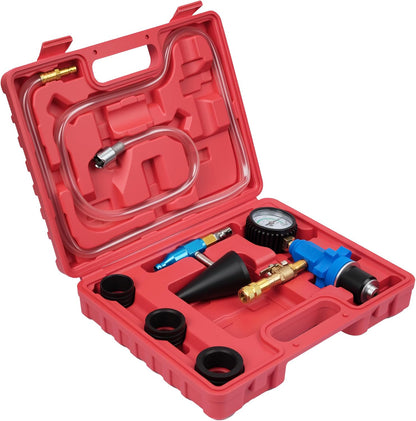 DAYUAN Cooling System Vacuum Purge Radiator Coolant Refill Tool Kit, Automotive Water Tank Pneumatic Vacuum Antifreeze Change Filler Set, with 4 Sizes Adapter Hose for Car Van SUV Truck