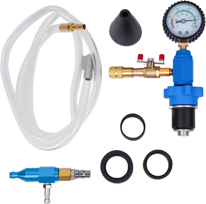 DAYUAN Cooling System Vacuum Purge Radiator Coolant Refill Tool Kit, Automotive Water Tank Pneumatic Vacuum Antifreeze Change Filler Set, with 4 Sizes Adapter Hose for Car Van SUV Truck
