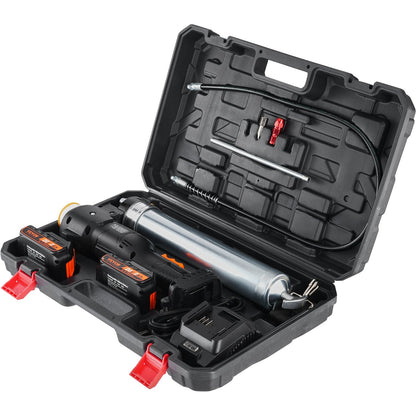 VEVOR Cordless Grease Gun 20V 10,000 PSI 39'' Hose – High-Pressure Electric Grease Gun Kit with Battery, Charger & Carrying Case