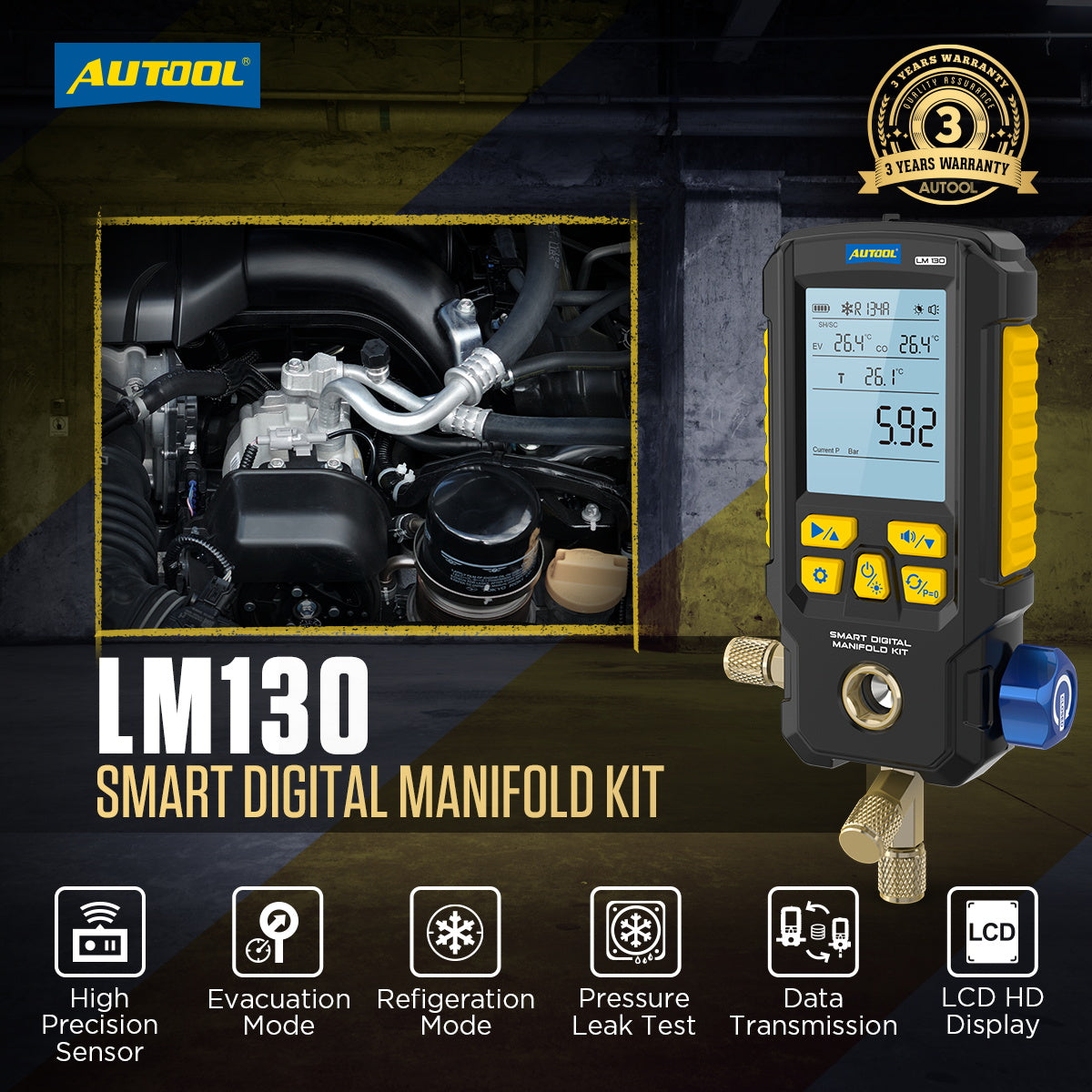 AUTOOL LM130 Smart Digital Manifold Kit