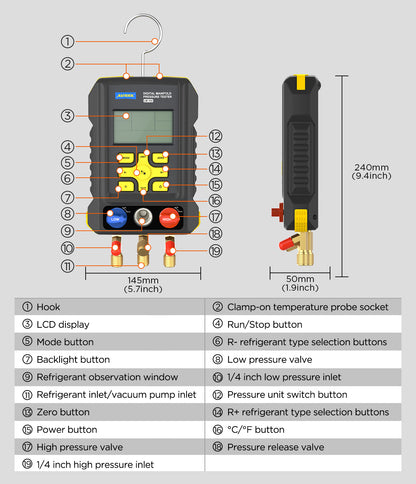 AUTOOL LM150 Digital Manifold Gauges Digital AC Gauges