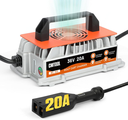 CMTOOL 36V 25A EZGO Golf Cart Charger, Smart Automatic Lead-Acid Battery Charger, IP67 Waterproof, Fast Charge with Trickle Mode, 16FT Cable