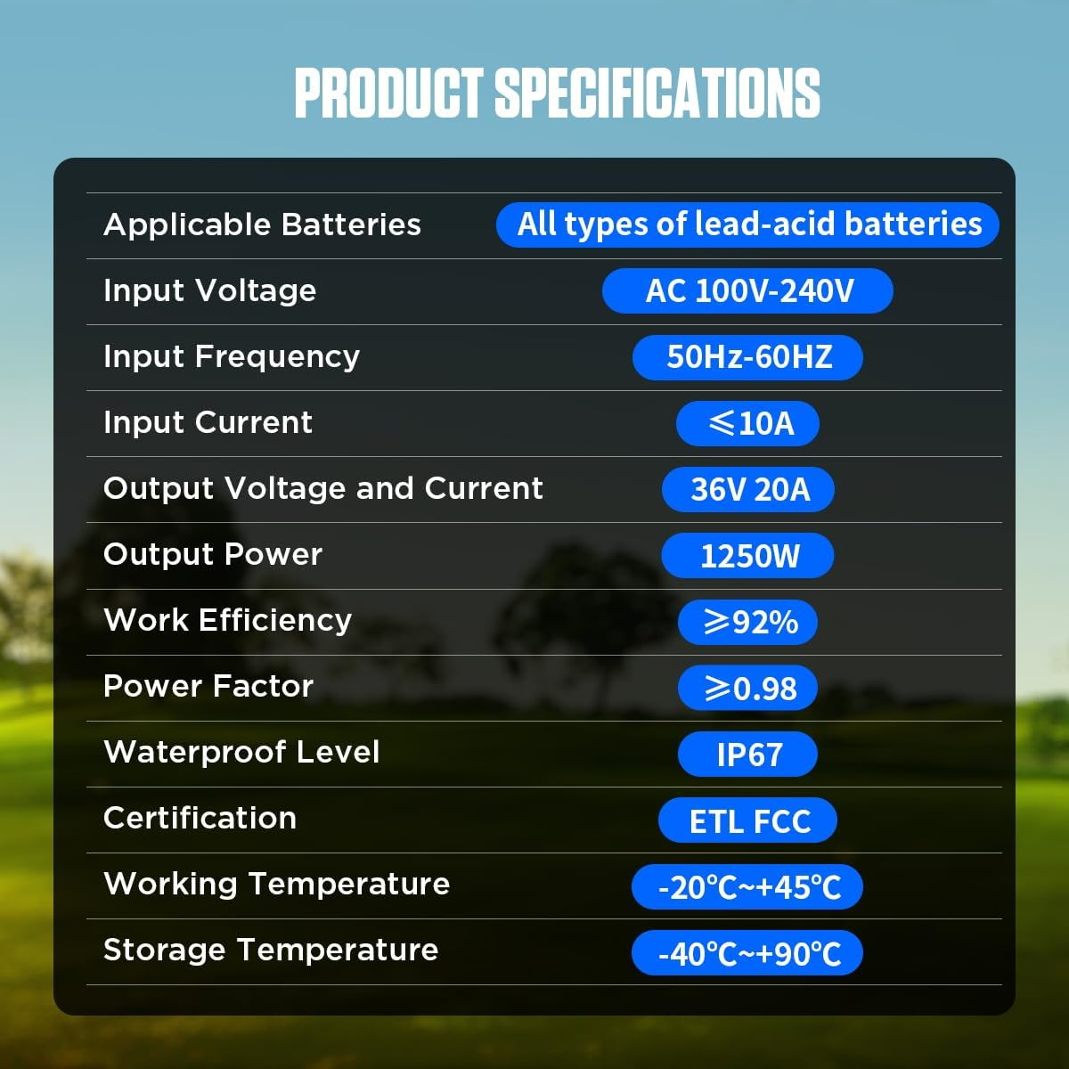 CMTOOL 36V 25A EZGO Golf Cart Charger, Smart Automatic Lead-Acid Battery Charger, IP67 Waterproof, Fast Charge with Trickle Mode, 16FT Cable