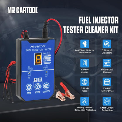 MRCARTOOL Fuel Pressure Tester Supports 12V Injectors Six Adapters