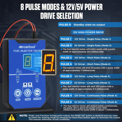 MRCARTOOL Fuel Pressure Tester Supports 12V Injectors Six Adapters
