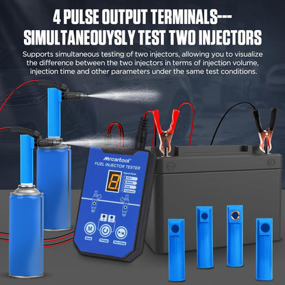 MRCARTOOL Fuel Pressure Tester Supports 12V Injectors Six Adapters