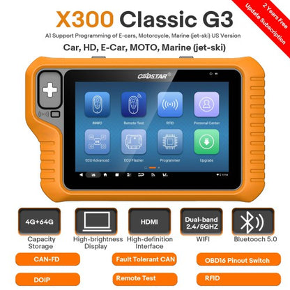 OBDSTAR X300 Classic G3 Key Programmer + ECU/TCU/BCM Flasher License with Checksum Correction