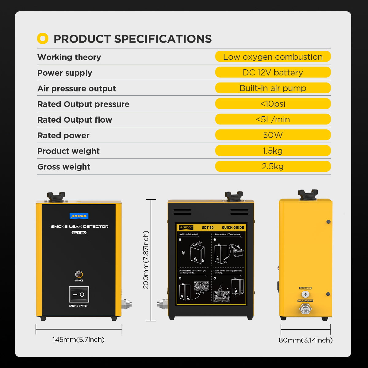 AUTOOL SDT50 Automotive Smoke Machine Car Smoke Tester