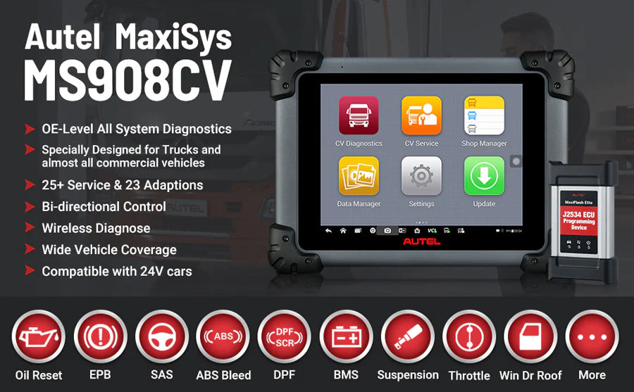 Autel MaxiSYS MS909CV Diagnostic Scan Tool Supports J2534 ECU Programming, ADAS and Battery Test