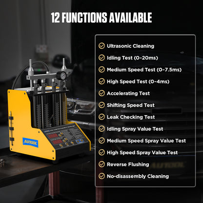 AUTOOL Ultrasonic Fuel Injector Cleaner Tester Support Petrol Motorcycle