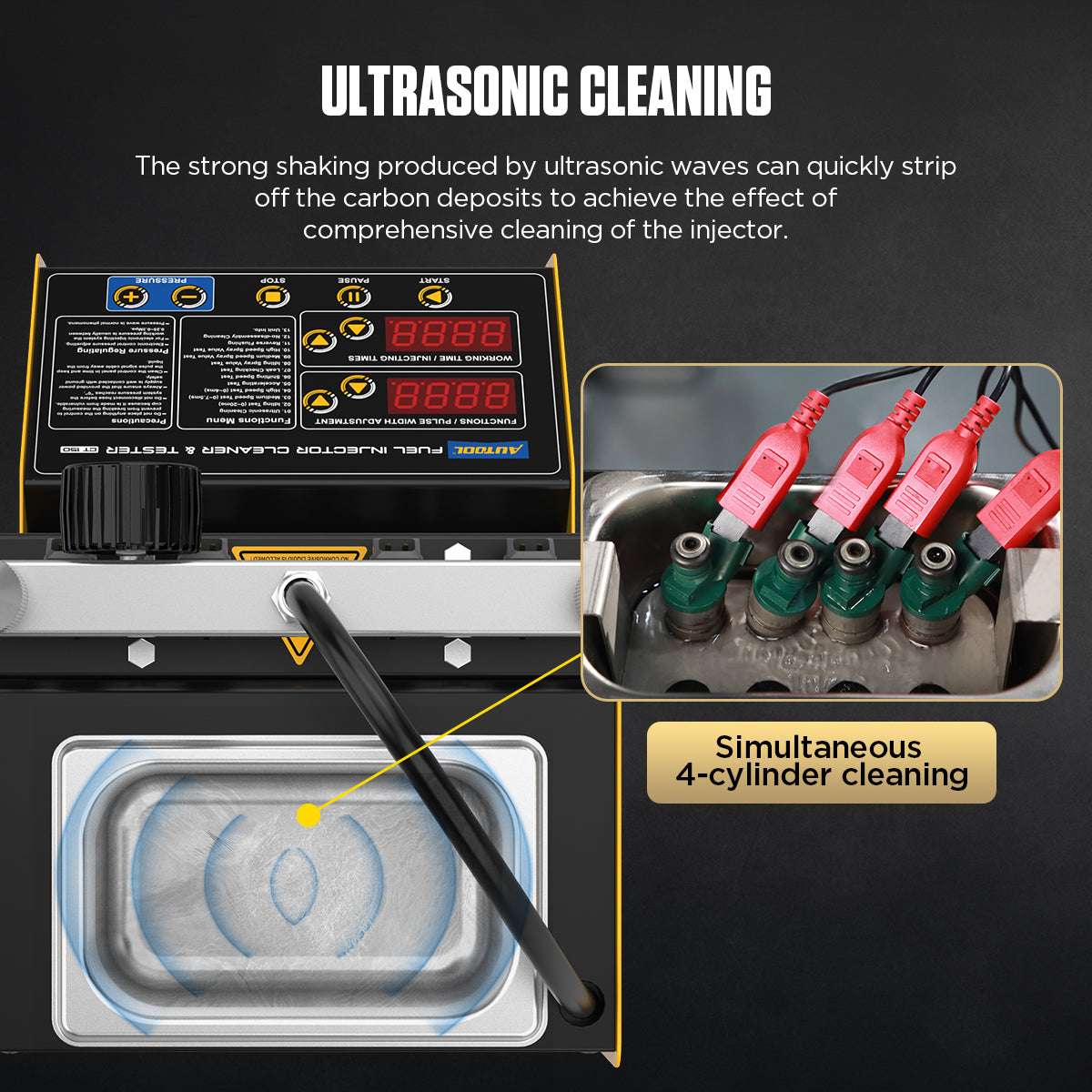 AUTOOL Ultrasonic Fuel Injector Cleaner Tester Support Petrol Motorcycle