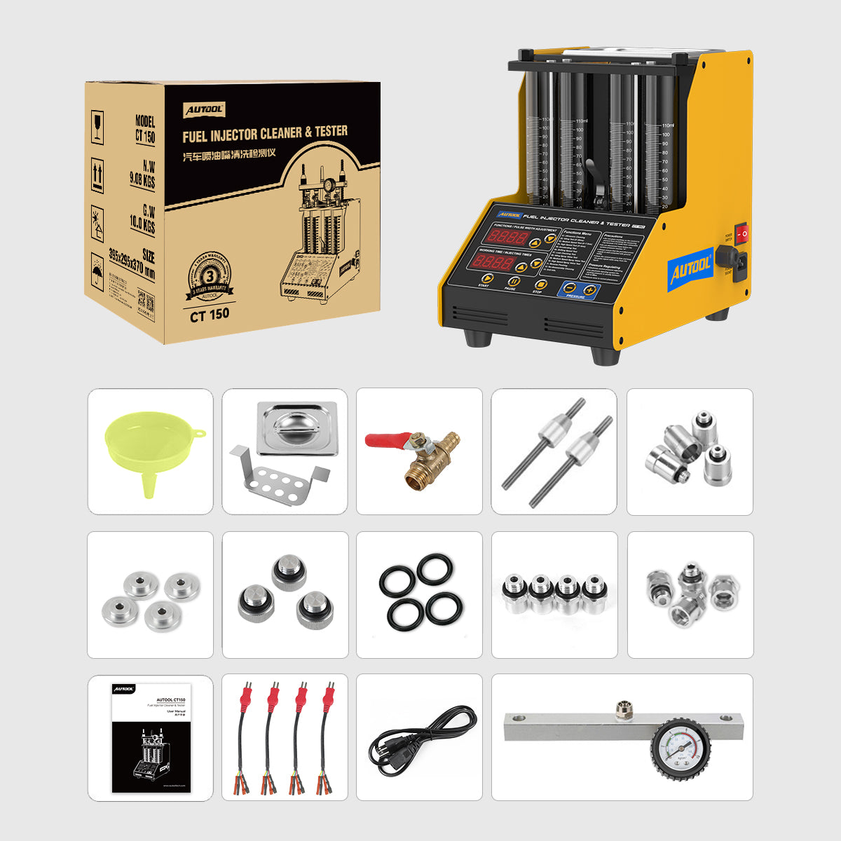 AUTOOL Ultrasonic Fuel Injector Cleaner Tester Support Petrol Motorcycle