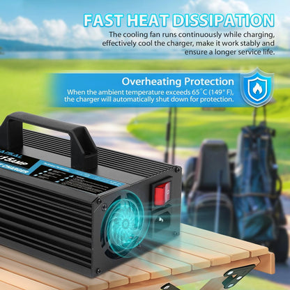 36 Volt Golf Cart Battery Charger for EZGO Yamaha Club Car Golf Carts, 18 Amp 36V Golf Cart Charger 36 Volt EZ GO Club Car Charger, Trickle Charge,5-7 Hours Full Charge,16FT Cord for Lead Acid Battery