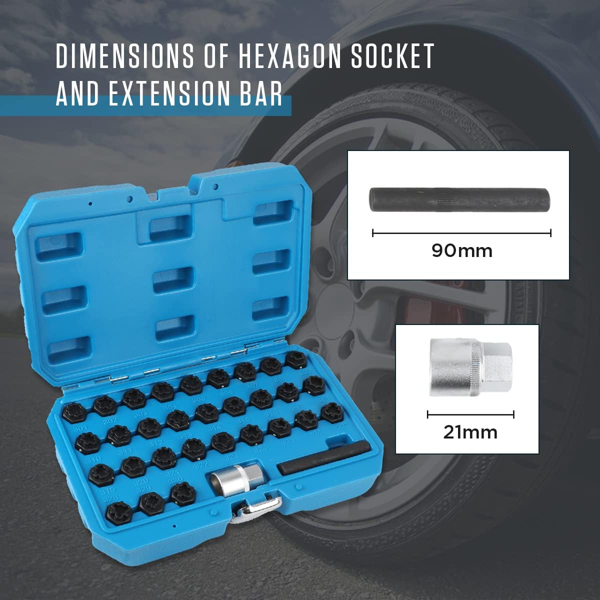 MRCARTOOL 32PCS Locking Wheel Nut Removal Tool for Benz
