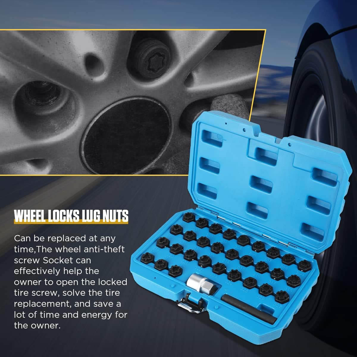 MRCARTOOL 32PCS Locking Wheel Nut Removal Tool for Benz