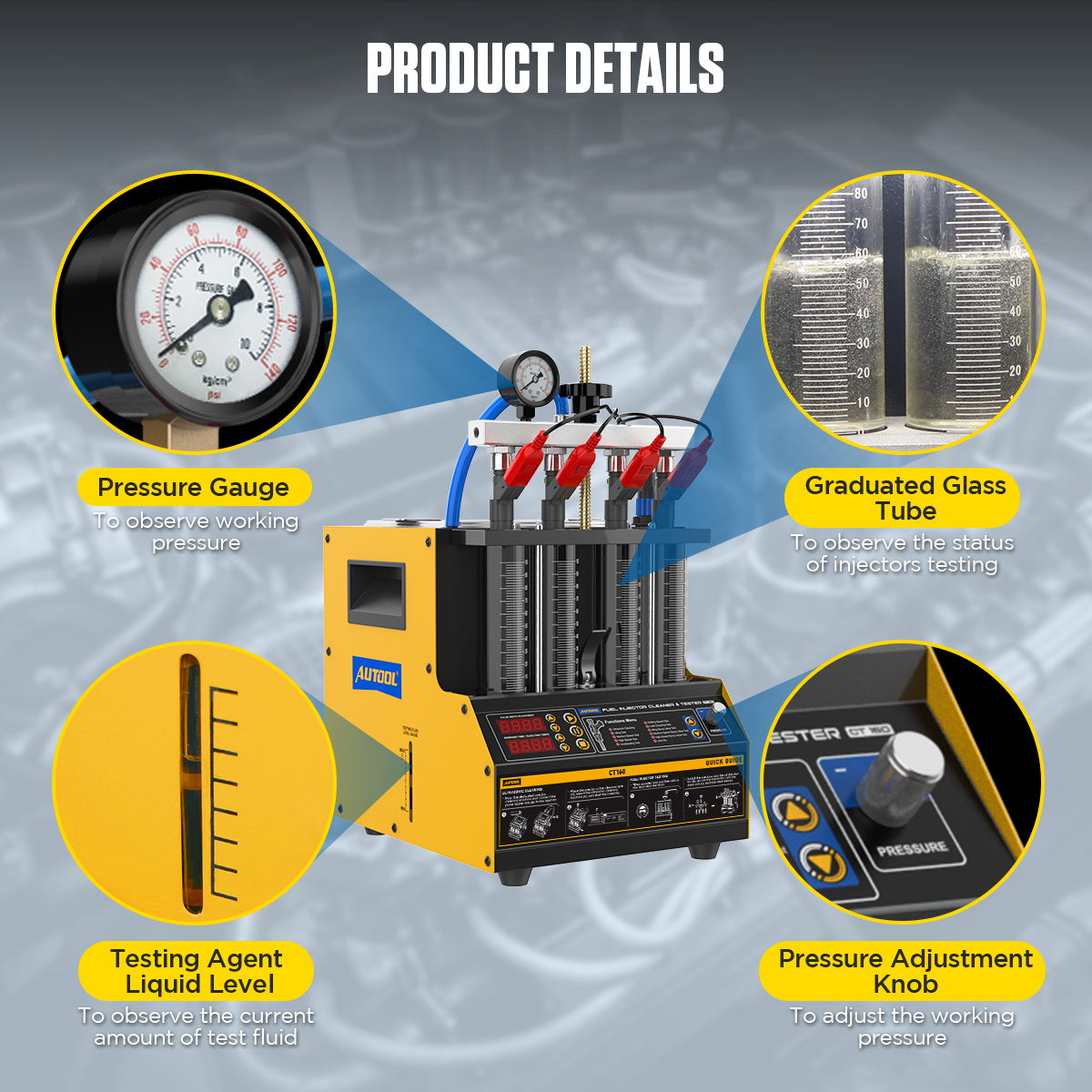 AUTOOL CT160 Fuel Injector Tester & Heating Ultrasonic Cleaner Machine