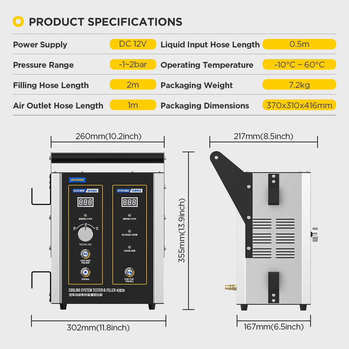 AUTOOL SC301 Automotive Coolant Leak Detector and Filler