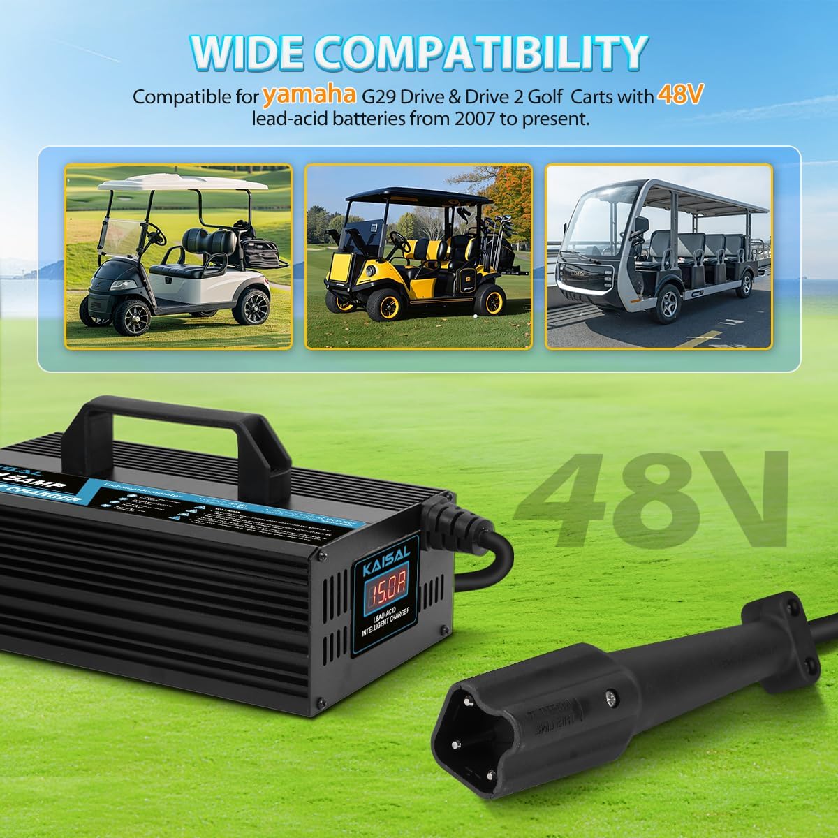 36 Volt Golf Cart Battery Charger for EZGO Yamaha Club Car Golf Carts, 18 Amp 36V Golf Cart Charger 36 Volt EZ GO Club Car Charger, Trickle Charge,5-7 Hours Full Charge,16FT Cord for Lead Acid Battery